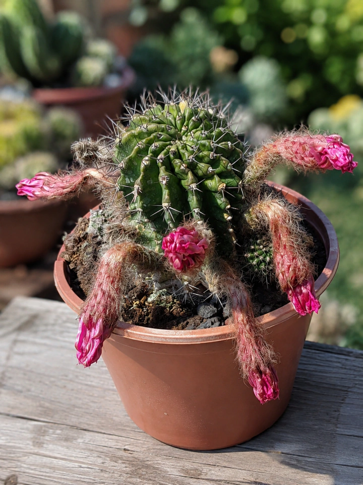 Echinopsis oxygona pembe çiçekli ürün görseli